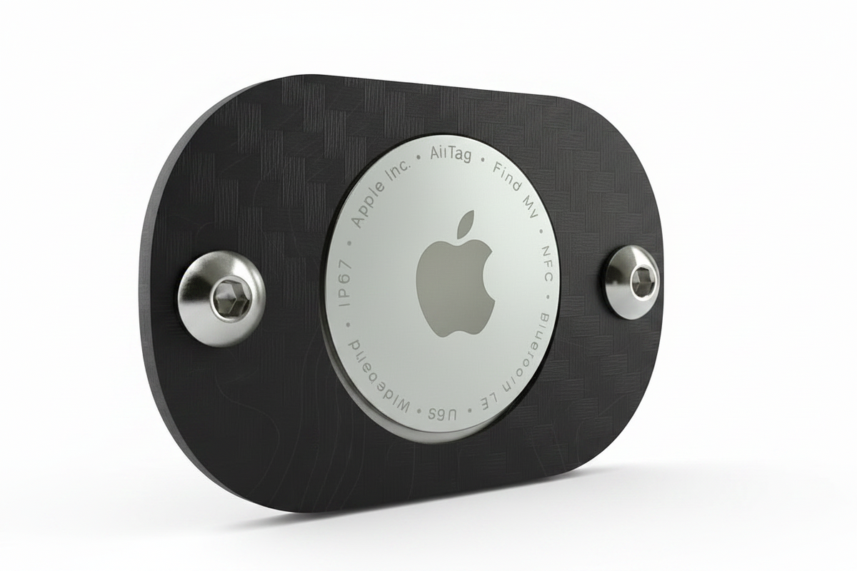 Black device with Apple logo on a white background