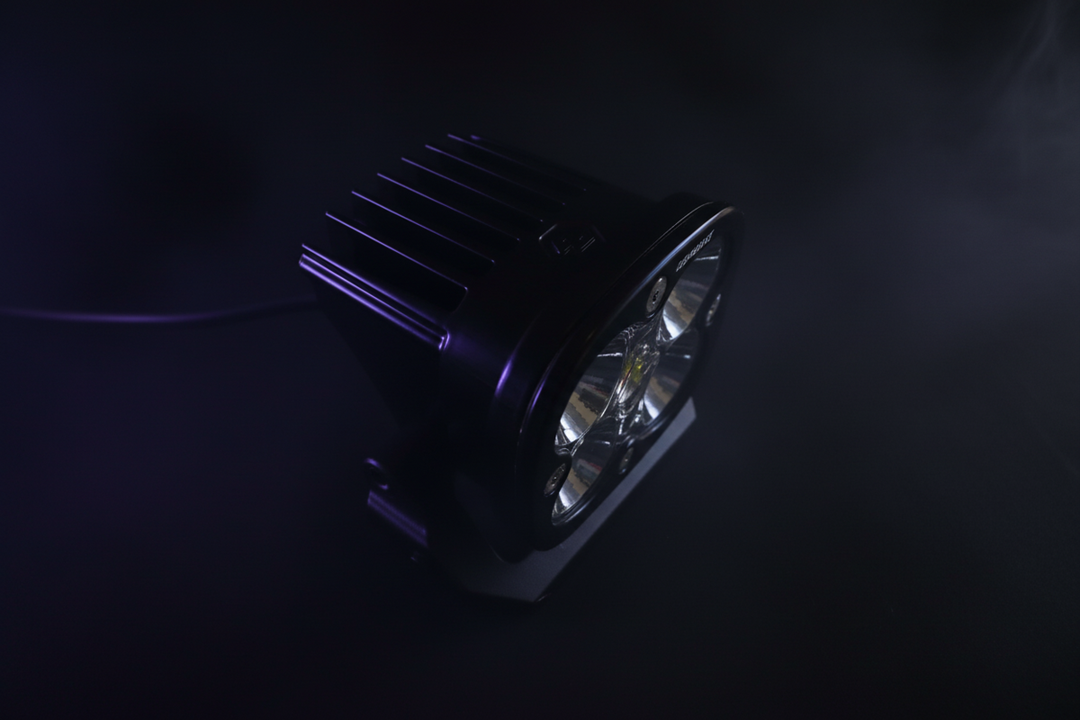 Black LED light on a dark background