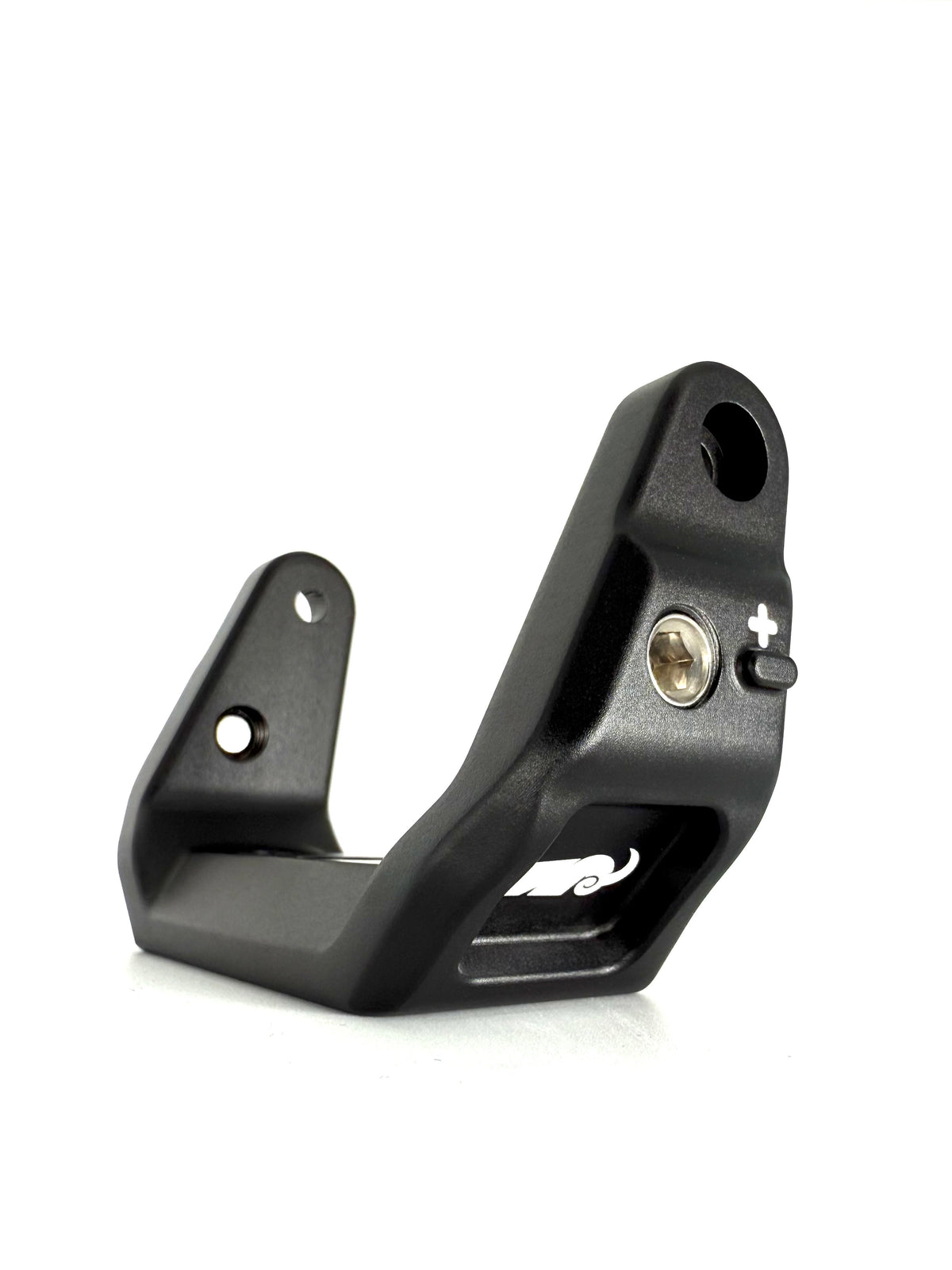 Black metal bracket on a white background