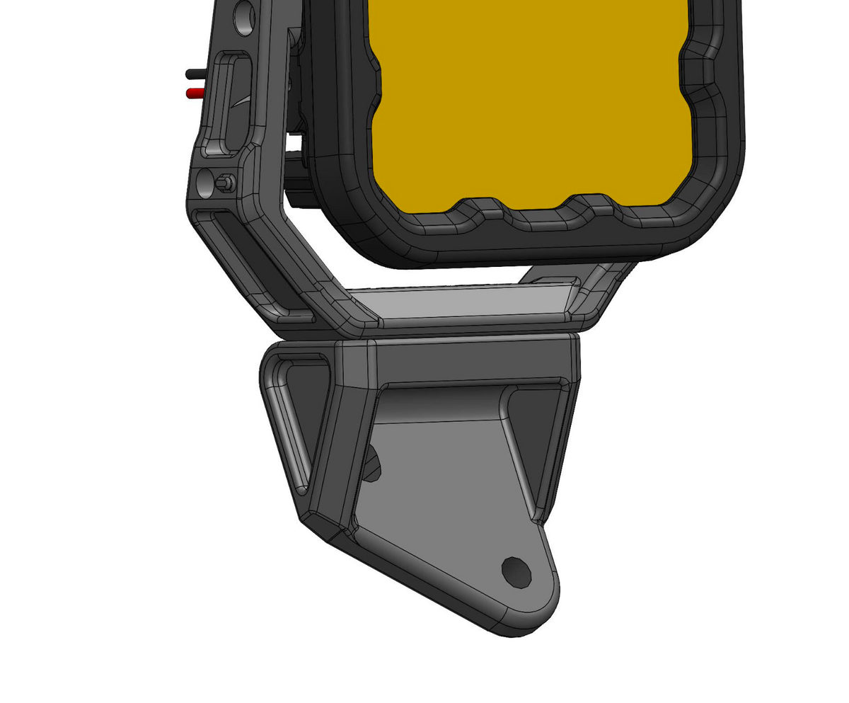 Insight Base Mount JK with a bracket and light installed - CAD view. 