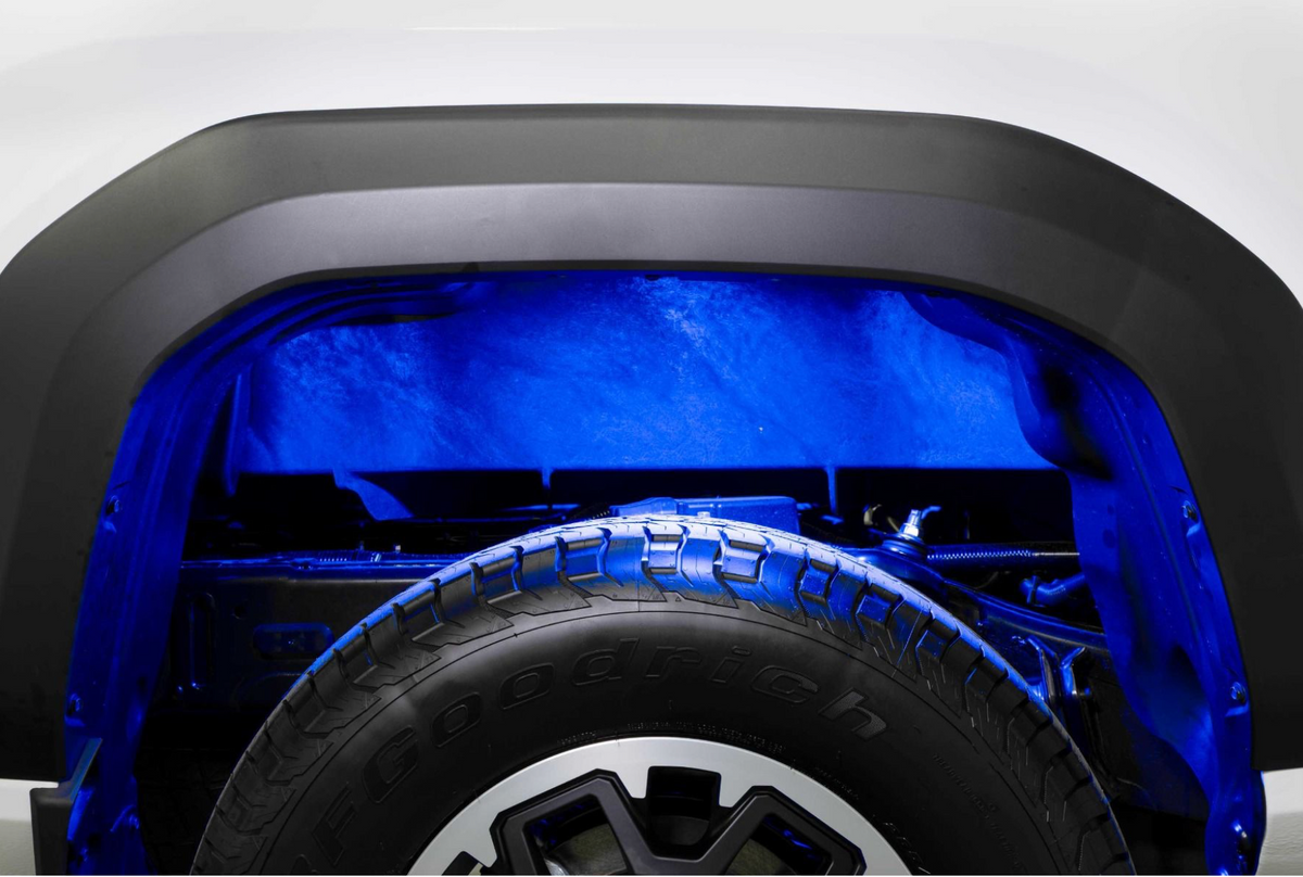 Diode Dynamics Rock Light RGBW Demonstrated on Truck Blue