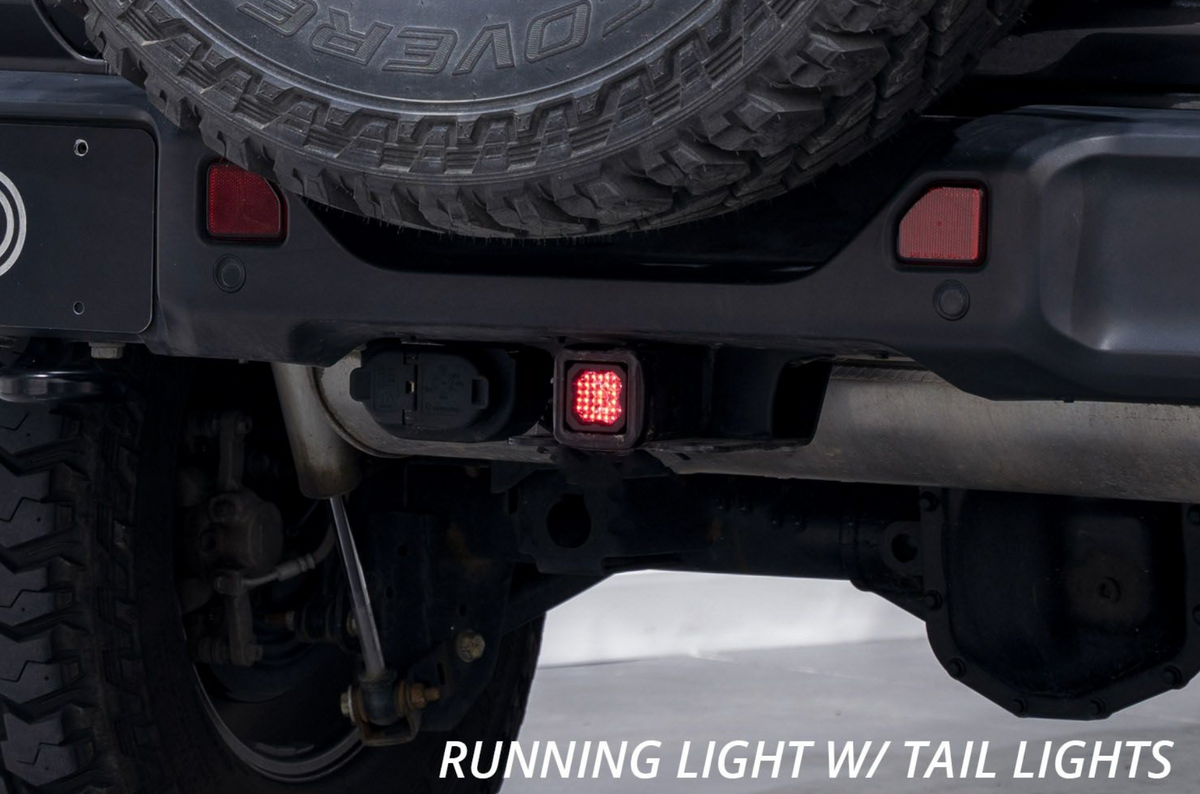 Diode Dynamics HitchMount Reverse Light Kit, showing running light w/ tail lights. 