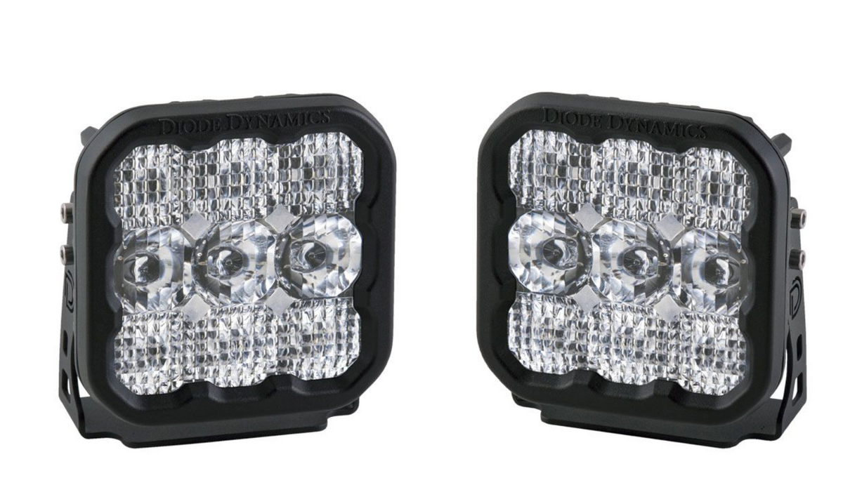 Diode Dynamics SS5 lights, shown with clear lenses.